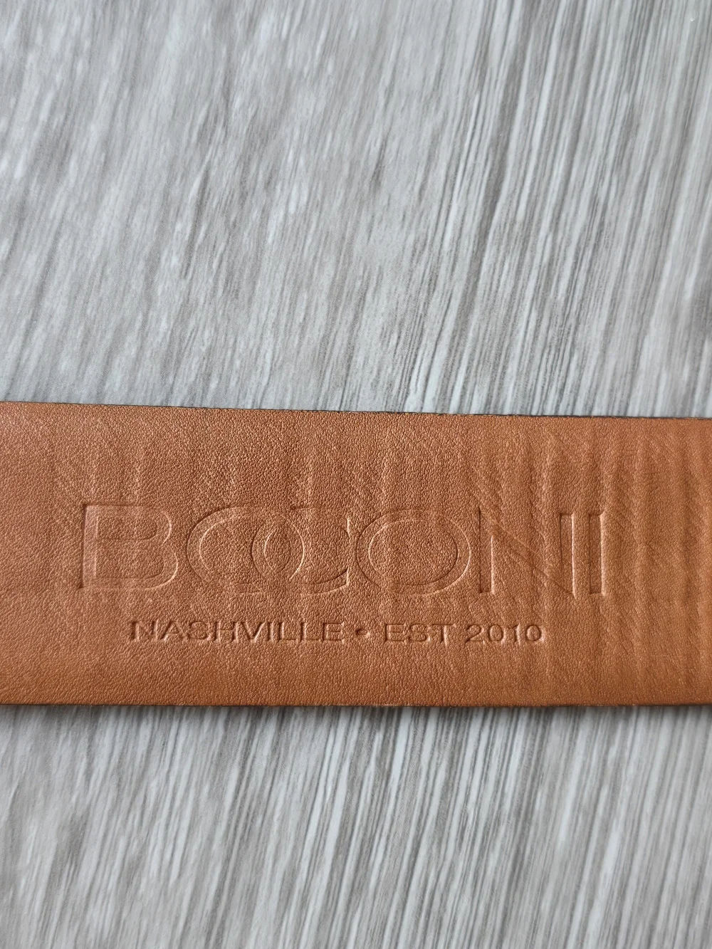 Boconi Cognac Tan Leather Belt Gunmetal Buckle Double Keeper Mens 34 Dress